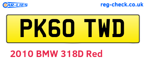 PK60TWD are the vehicle registration plates.