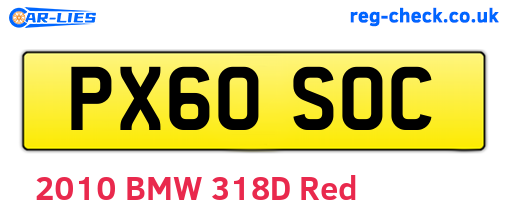 PX60SOC are the vehicle registration plates.