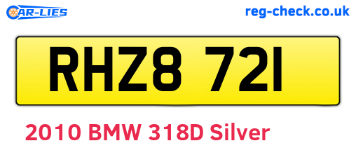 RHZ8721 are the vehicle registration plates.