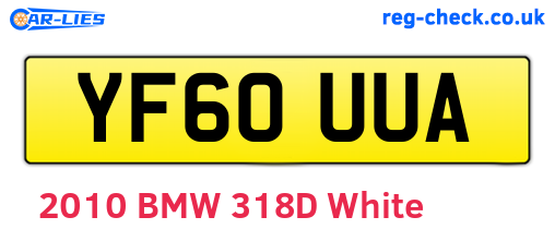 YF60UUA are the vehicle registration plates.