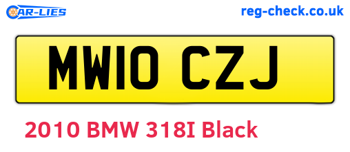 MW10CZJ are the vehicle registration plates.