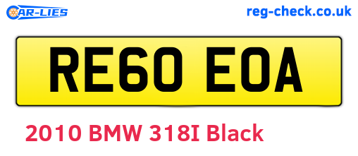 RE60EOA are the vehicle registration plates.