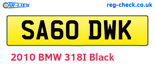 SA60DWK are the vehicle registration plates.