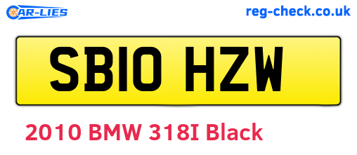 SB10HZW are the vehicle registration plates.