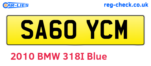 SA60YCM are the vehicle registration plates.