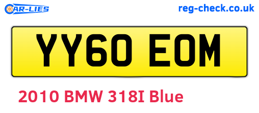 YY60EOM are the vehicle registration plates.