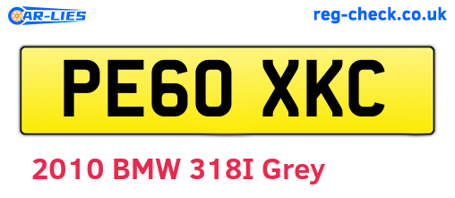 PE60XKC are the vehicle registration plates.