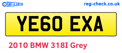 YE60EXA are the vehicle registration plates.