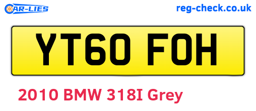 YT60FOH are the vehicle registration plates.