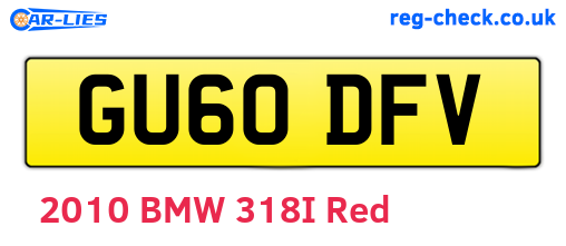GU60DFV are the vehicle registration plates.