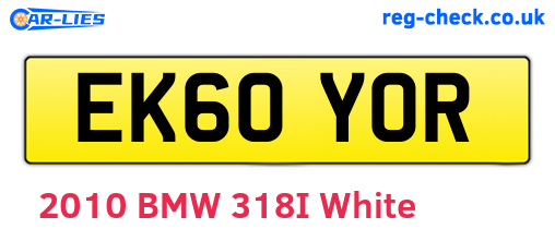EK60YOR are the vehicle registration plates.