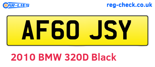 AF60JSY are the vehicle registration plates.