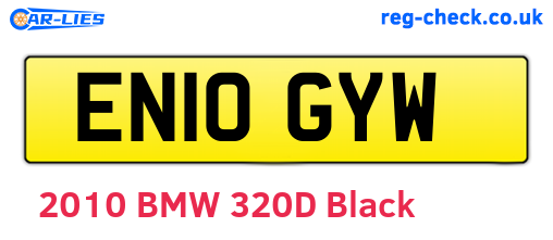 EN10GYW are the vehicle registration plates.