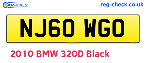 NJ60WGO are the vehicle registration plates.