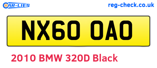 NX60OAO are the vehicle registration plates.
