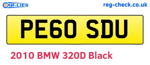 PE60SDU are the vehicle registration plates.