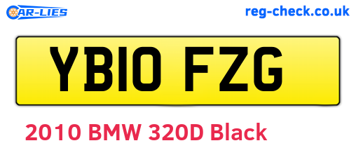 YB10FZG are the vehicle registration plates.