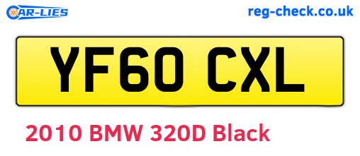 YF60CXL are the vehicle registration plates.