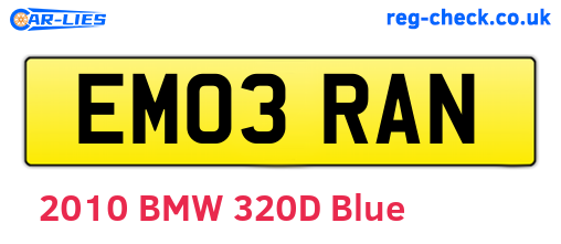 EM03RAN are the vehicle registration plates.