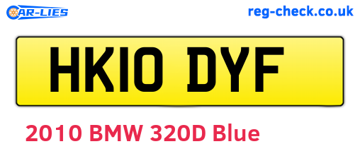 HK10DYF are the vehicle registration plates.