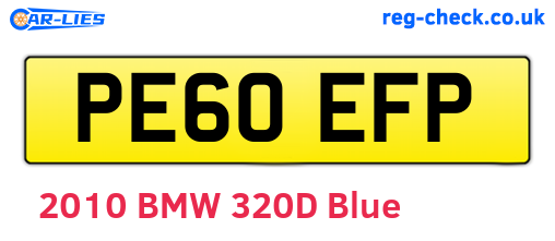 PE60EFP are the vehicle registration plates.