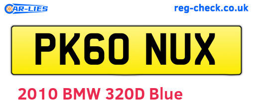 PK60NUX are the vehicle registration plates.