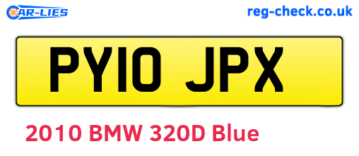 PY10JPX are the vehicle registration plates.