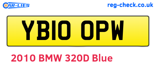 YB10OPW are the vehicle registration plates.