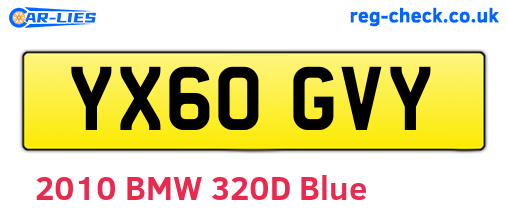 YX60GVY are the vehicle registration plates.