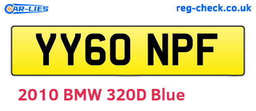 YY60NPF are the vehicle registration plates.