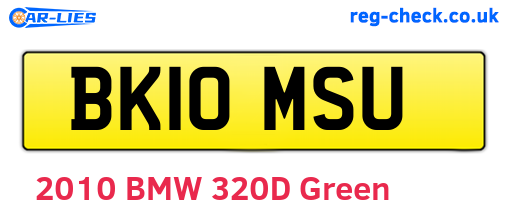 BK10MSU are the vehicle registration plates.