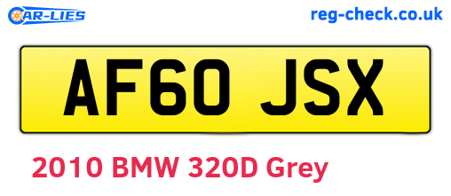 AF60JSX are the vehicle registration plates.