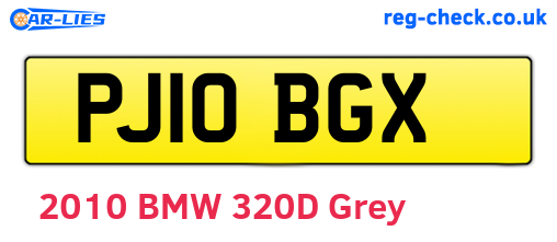 PJ10BGX are the vehicle registration plates.