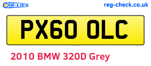 PX60OLC are the vehicle registration plates.