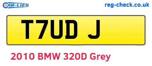 T7UDJ are the vehicle registration plates.