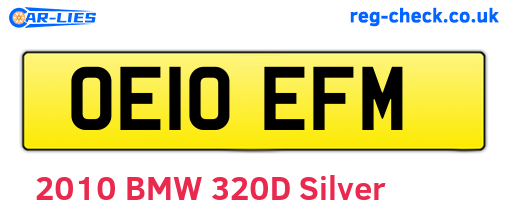 OE10EFM are the vehicle registration plates.