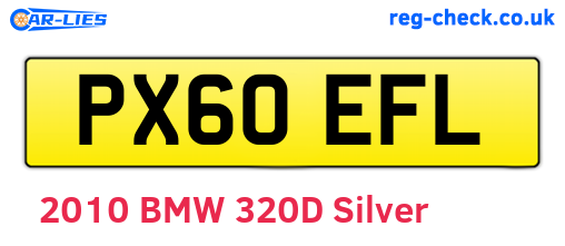 PX60EFL are the vehicle registration plates.