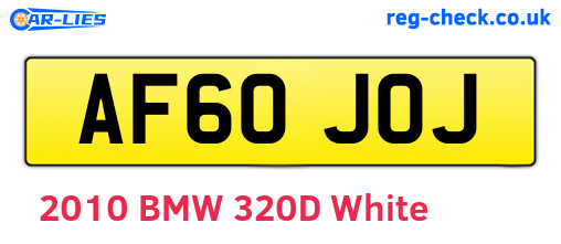AF60JOJ are the vehicle registration plates.