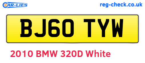 BJ60TYW are the vehicle registration plates.