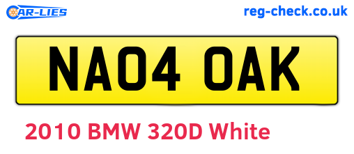 NA04OAK are the vehicle registration plates.