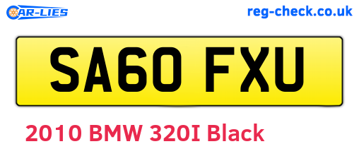 SA60FXU are the vehicle registration plates.