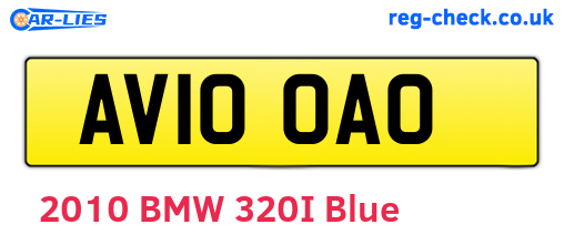 AV10OAO are the vehicle registration plates.