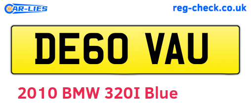 DE60VAU are the vehicle registration plates.