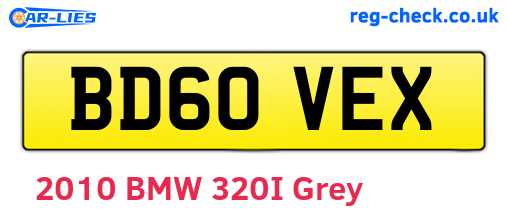 BD60VEX are the vehicle registration plates.