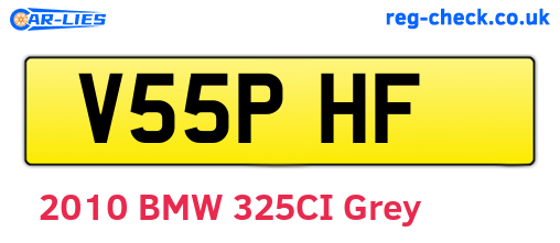 V55PHF are the vehicle registration plates.