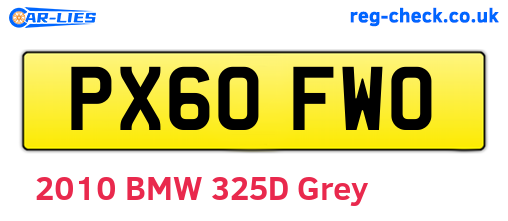 PX60FWO are the vehicle registration plates.