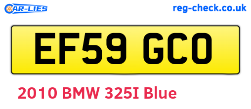 EF59GCO are the vehicle registration plates.