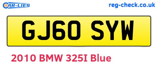 GJ60SYW are the vehicle registration plates.