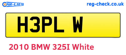 H3PLW are the vehicle registration plates.