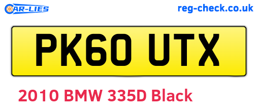PK60UTX are the vehicle registration plates.